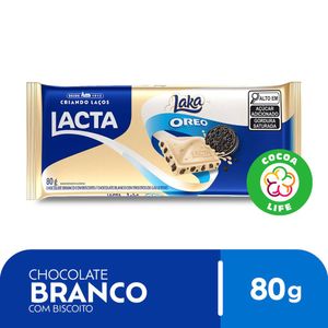 Chocolate Lacta Laka Branco c/ Biscoito Oreo Pacote 80g