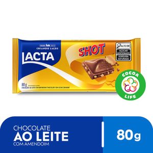 Chocolate Lacta Shot Ao Leite c/ Amendoim 80g