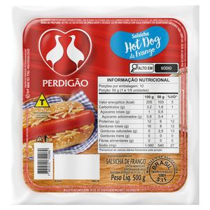Salsicha de Frango Hot-Dog Perdigão 500g com 12 Unidades