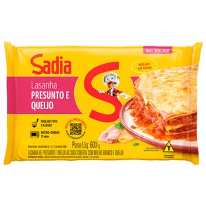 Lasanha Sadia Presunto/Queijo ao Sugo Congelada 600g