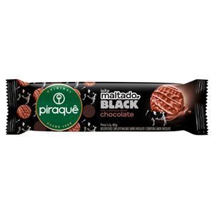 Biscoito Piraquê Leite Maltado Black Cobertura Chocolate 80g