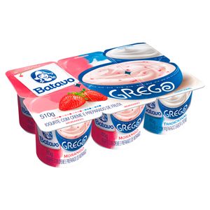 Iogurte Grego Integral Batavo Morango /Tradicional Bandeja 510g com 6 Unidades