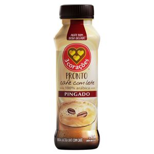 Bebida Láctea 3 Corações Pronto Cappuccino Café Pingado Frasco 260ml