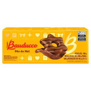 Pão de Mel Bauducco Cobertura Chocolate ao Leite Caixa 180g c/ 6 Unid de30g Cada