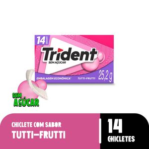 Goma de Mascar Trident Zero Açúcar Tutti Frutti Caixa 25,2g c/ 14 Unid Embalagem Econômica