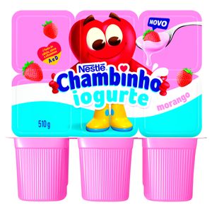 Iogurte Parcialmente Desnatado Chambinho Morango Bandeja 510g c/ 6Unidde 85g Cada