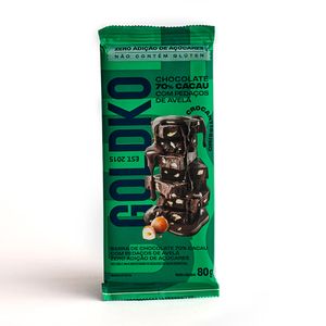 Chocolate Goldko 70% Cacau Zero Açúcar Avelã 80g