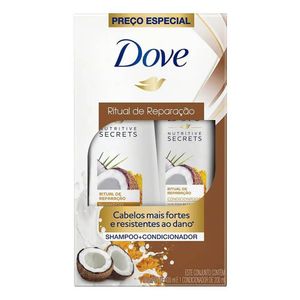 Kit Shampoo 350ml + Condicionador 175ml Dove Ritual de Reparação