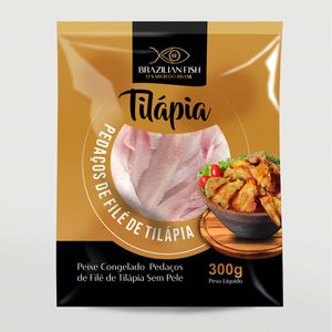 Isca de Peixe Tilápia Brazilian Fish s/ Pele Congelado Pacote 300g