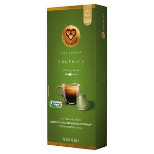 Café em Cápsulas 3 Corações Torrado e Moído Orgânico Caixa 50g com 10 Unid