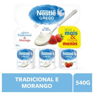 Iogurte Grego Nestlé Tradicional + Morango Bandeja 540g c/6 Unid Leve +Pague -