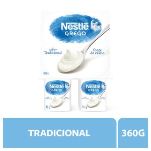 Iogurte Grego Nestlé Tradicional Bandeja 360g c/ 4 Unid de 90g Cada