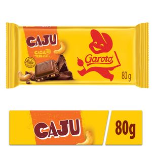 Chocolate em Barra Garoto ao Leite c/ Castanha-de-Caju 80g