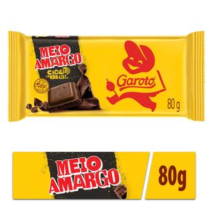 Chocolate em Barra Garoto Meio Amargo 80g