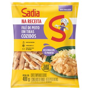 Peito de Frango Temperado Cozido em Tiras Sadia Na Receita 400g