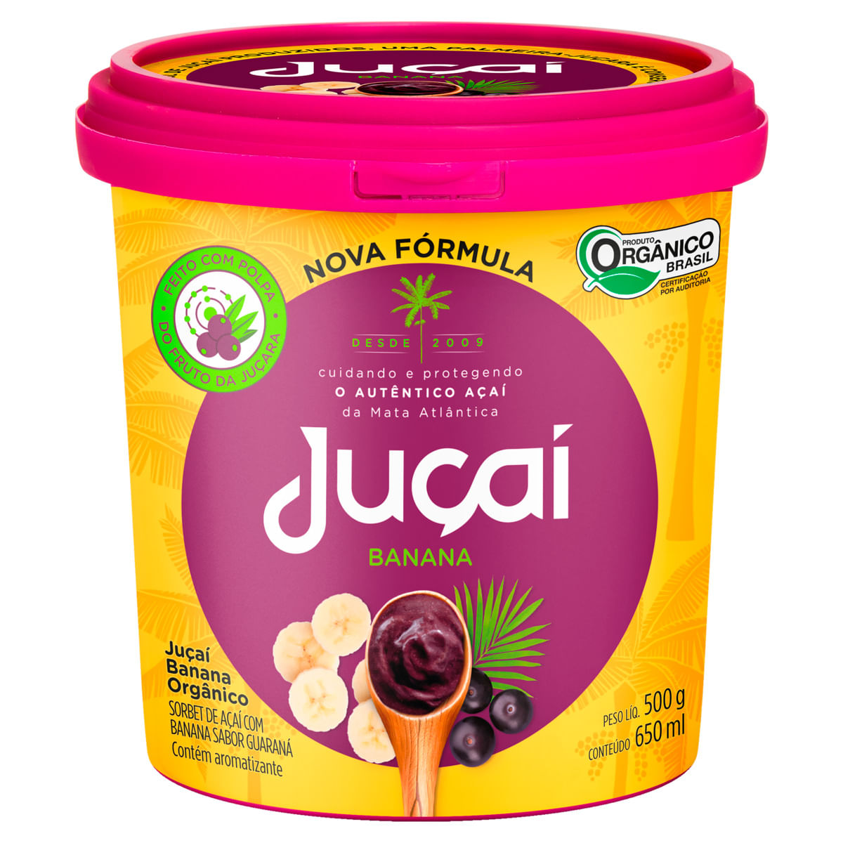Sorbet de Açaí Juçaí Orgânico c/ Banana Pote 650ml | Prezunic