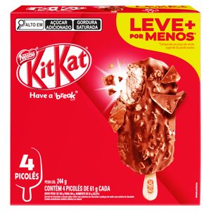 Picolé Nestlé Kitkat Caixa 244g com 4 Unid de 61g Cada Leve+ Pague-