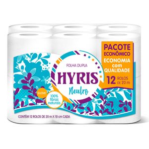 Papel Higiênico Hyris Folha Dupla 20m com 12 Unidades