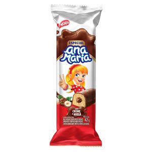 Bolo Ana Maria Especial Chocolate Recheio Creme de Avelã CoberturaChocolate 42g
