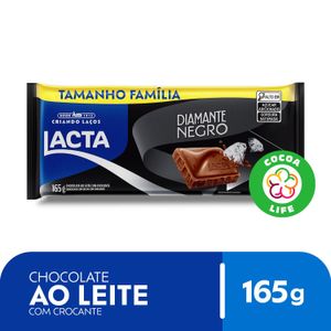 Chocolate Lacta ao Leite Com Crocante Diamante Negro 165g