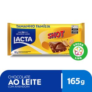 Chocolate em Barra Lacta Shot ao Leite c/ Amendoim 165g Tamanho Família