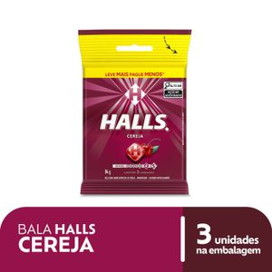 Bala Halls Cereja Pacote com 3 Unid