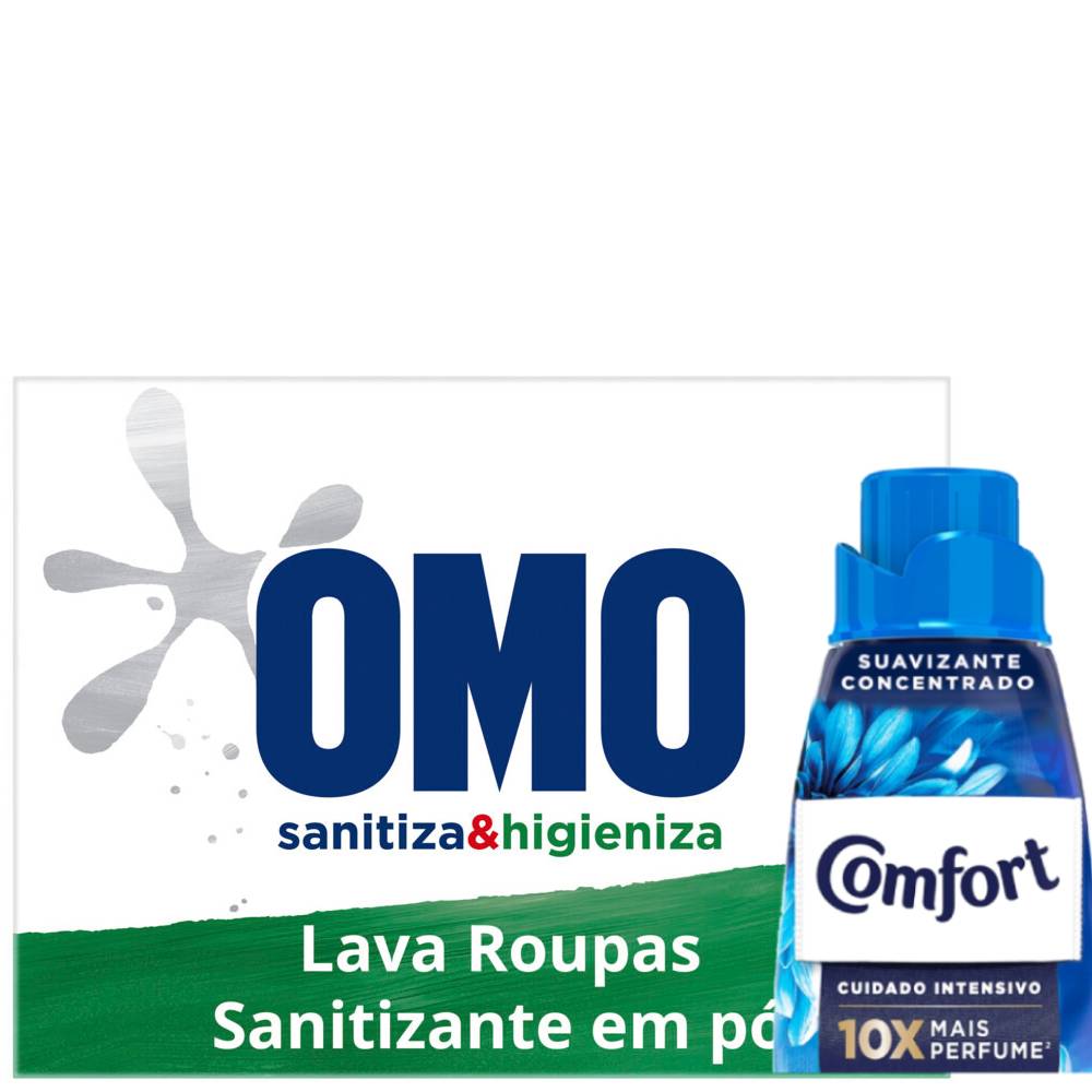 Sanitizante p/ Roupas em Pó Omo Lav Perfeita 1.6Kg + Amaciante Comfort Conc Frescor Intenso 500ml
