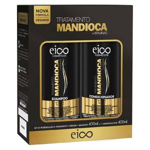 Kit Shampoo 450ml + Condicionador 400ml Eico Tratamento Mandioca