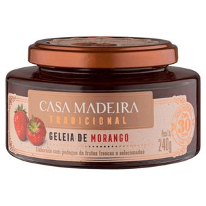 Geleia Casa Madeira Morango c/ Pedaços de Frutas Frescas Vidro 240g