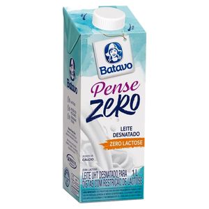 Leite Líquido UHT Desnatado Batavo Zero Lactose Pense Zero Caixa c/ Tampa 1l