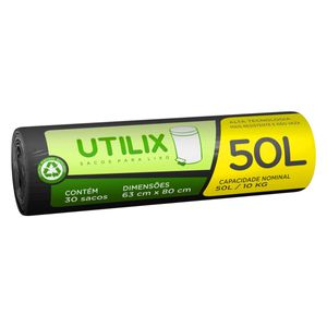 Saco p/ Lixo Utilix c/ 30 Unid 50 Litros