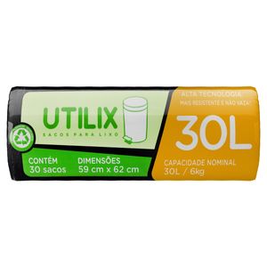 Saco p/ Lixo Utilix c/ 30 Unid 30 Litros