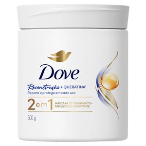 Máscara de Tratamento Dove 2 em 1 Reconstrução + Queratina Pote 500g