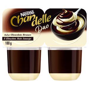 Sobremesa Láctea Chandelle Duo Chocolate Branco e Meio Amargo Bandeja 180g c/ 2 Unid