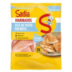 Filé de Peito de Frango em Bifes Sadia Marinados Temperado Congelado 1Kg