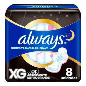 Absorvente Always Noturno Suave c/ Abas XG c/ 8 Unid