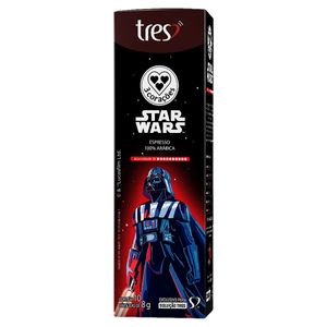 Café em Cápsula 3 Corações Torrado e Moído Espresso Darth Vader Star Wars 8g c/ 10 Unid