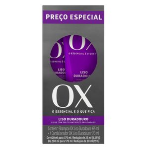 Kit Shampoo 375ml + Condicionador 170ml OX Lisos