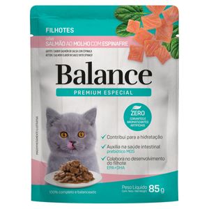 Alimento p/ Gatos Filhotes Balance Salmão ao Molho com Espinafre Sachê85g