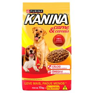 Alimento p/ Cães Adultos Purina Kanina Carne & Cereais 18Kg Leve + Pague -