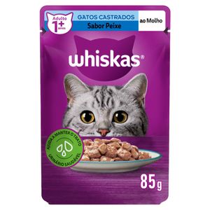 Alimento para Gatos Castrados Adultos Whiskas Peixe ao Molho Sachê 85g