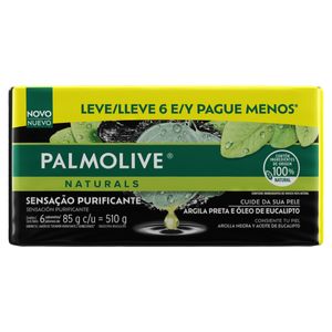 Sabonete em Barra Palmolive Naturals Sensação Purif Argila Preta e Óleo de Eucalipto 85g Leve 6 Pague -