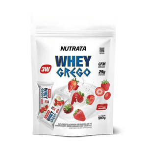 Whey em Pó Grego Nutrata Morango c/ Chantily Refil 900g