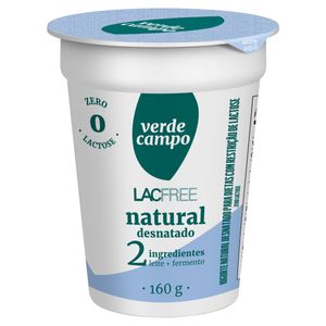 Iogurte Desnatado Verde Campo Lacfree Zero Lactose Natural Copo 160g