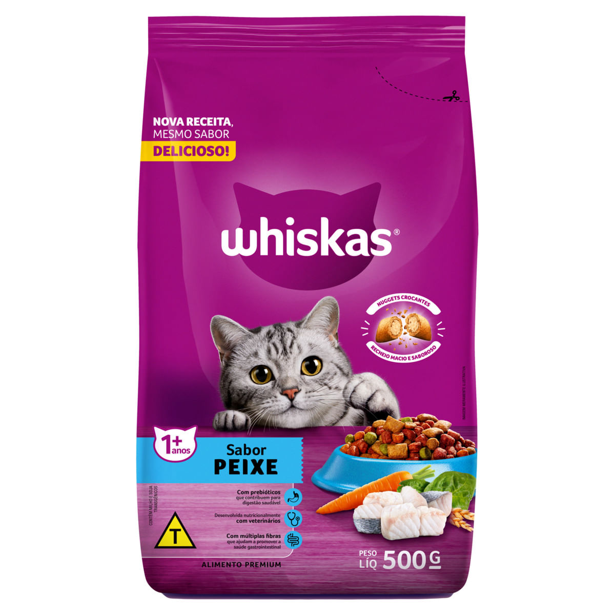 Alimento para Gatos Adultos Whiskas Peixe 500g