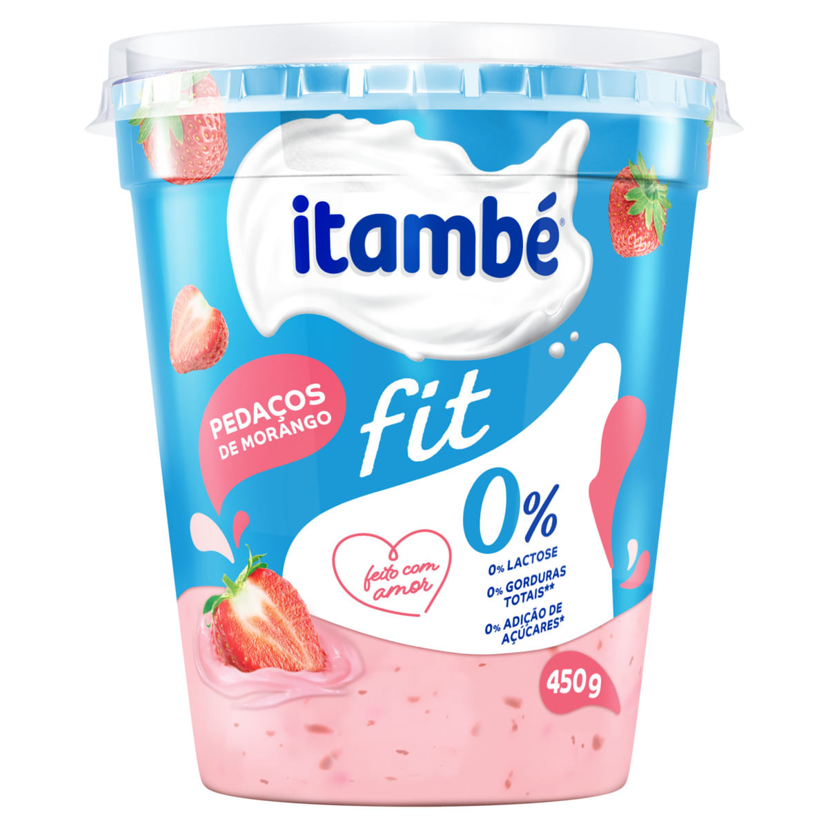 いちご♡アウトフィット Iogurte Desnatado Itambé Fit Zero Lactose Morango Pote 450g | Prezunic