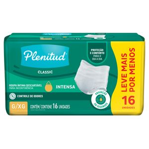 Roupa Íntima Plenitud Descartável Classic G/XG Pacote 16 Unid Leve Mais Pagues Menos