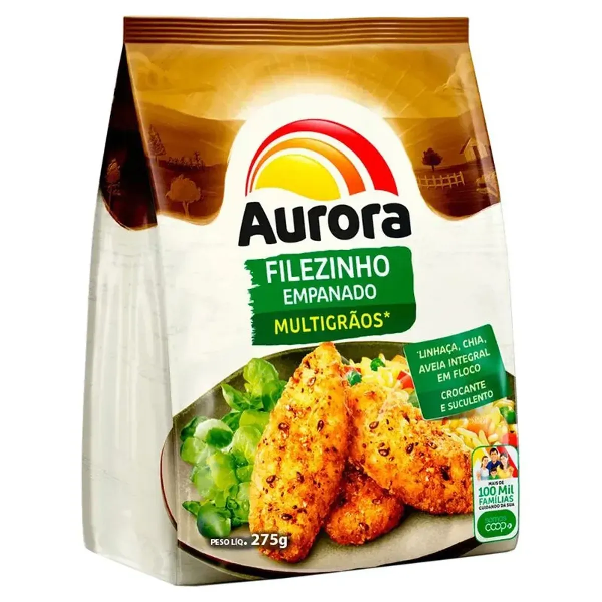 Filézinho Frango Empanado Aurora Multigrãos 275g