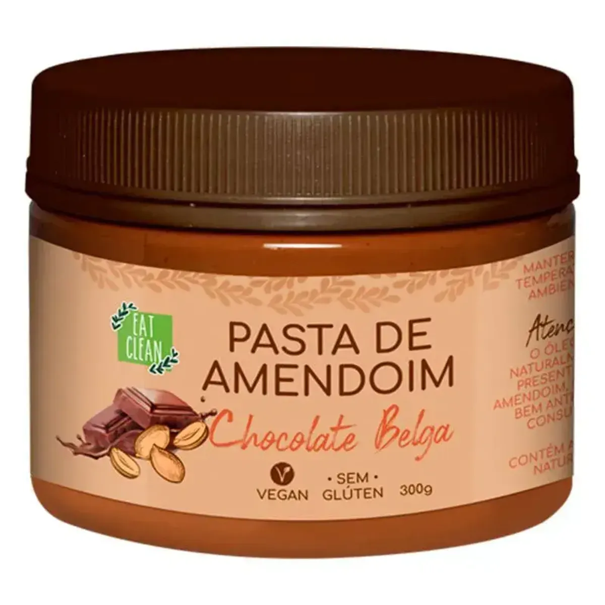 Pasta de Castanha de Caju Eat Clean sem Glúten sem Lactose Zero Açúcar Chocolate Belga Pote 300g