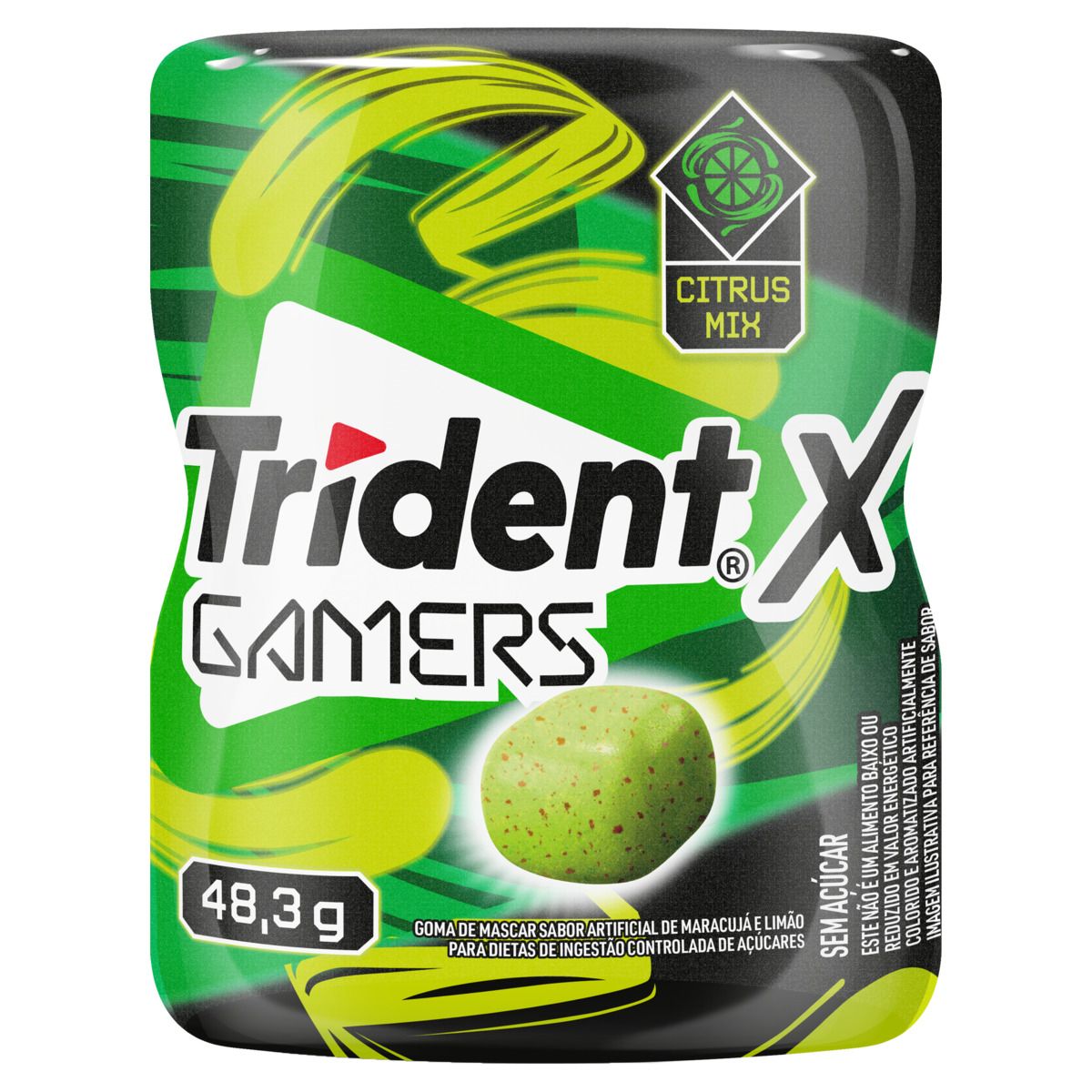 Goma de Mascar Trident X Gamers Zero Açúcar Citrus Mix Pote 48.3g